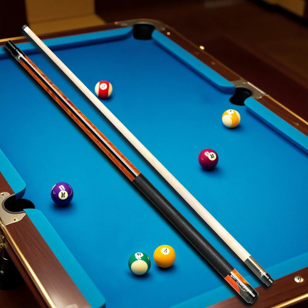 RB Professional Maple Billiard Cue 11.5/13mm Tip, 147cm Leather Grip with Cue Case - Orange