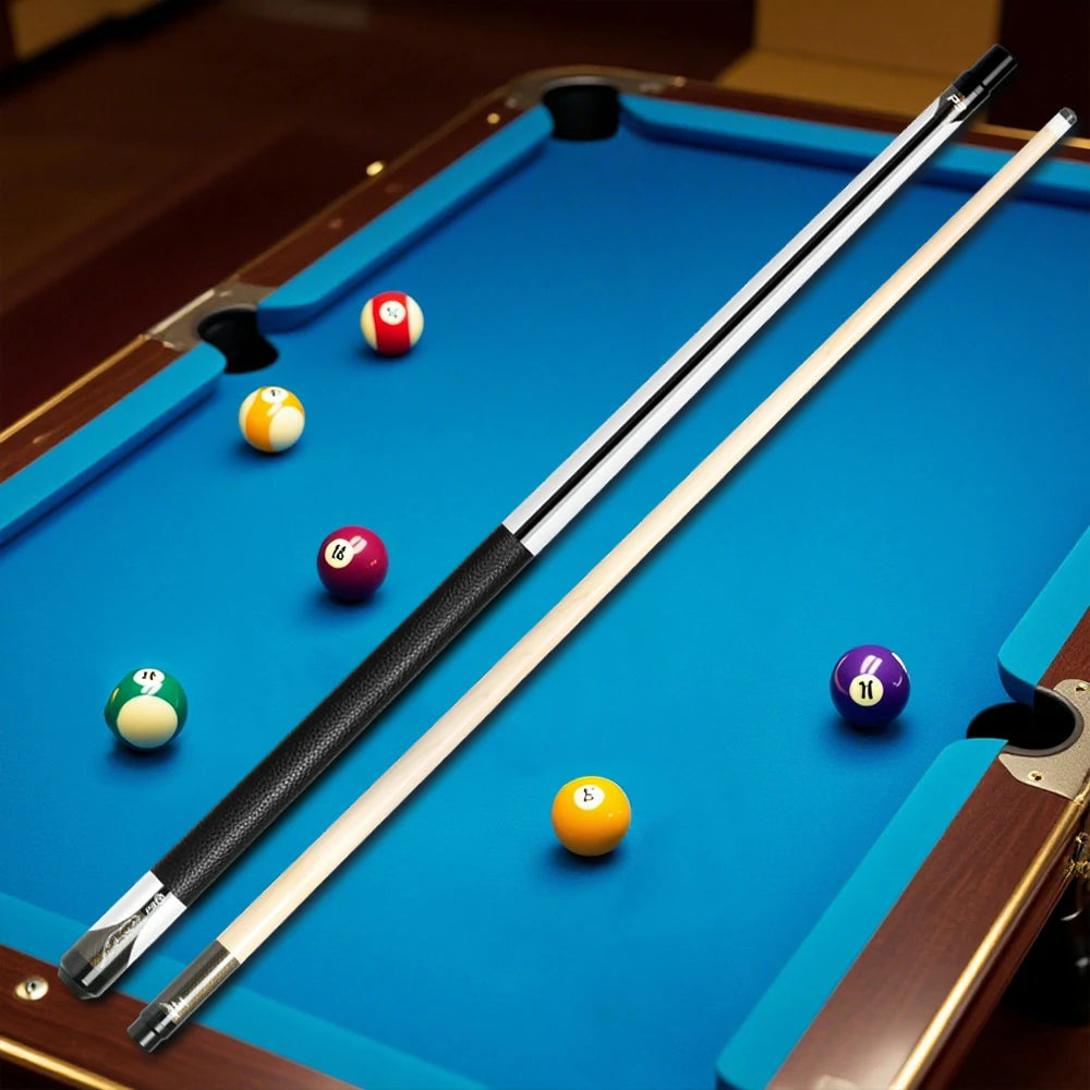 RB Professional Maple Billiard Cue 11.5/13mm Tip, 147cm Leather Grip with Cue Case - White