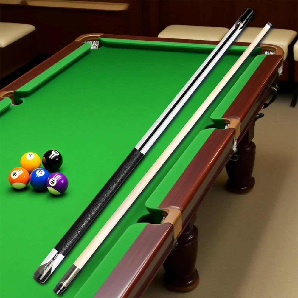 RB Professional Maple Billiard Cue 11.5/13mm Tip, 147cm Leather Grip with Cue Case - White