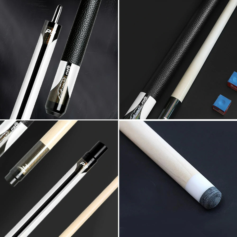 RB Professional Maple Billiard Cue 11.5/13mm Tip, 147cm Leather Grip with Cue Case - White