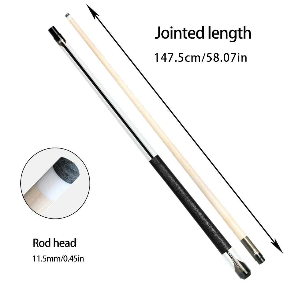 RB Professional Maple Billiard Cue 11.5/13mm Tip, 147cm Leather Grip with Cue Case - White
