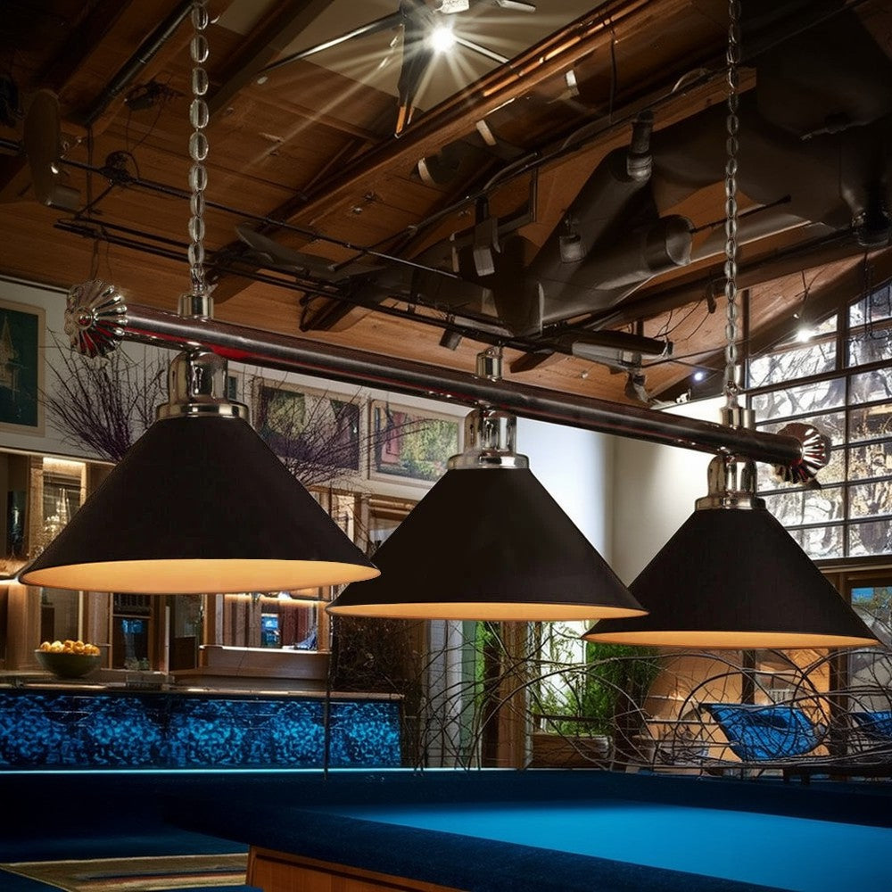 Premium Quality Silver Hollow Rail Heavy Duty Shades Pool Table Light