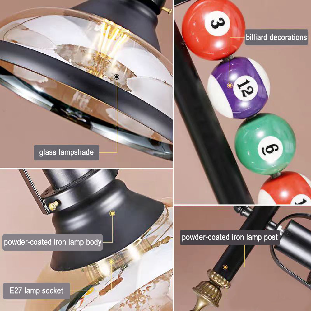 LIVARA Retro Billiard Table Lampshade with Black Three Head Design Suitable for Home and Lounge E27/LED Compatibility
