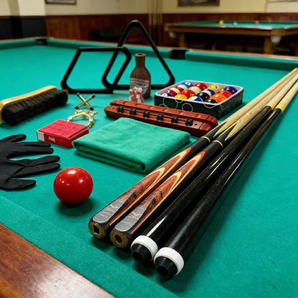 ARIX Snooker Pool Accessories Kit Complete Billiard Set with Ash Cues for Home Game Room Pool Table