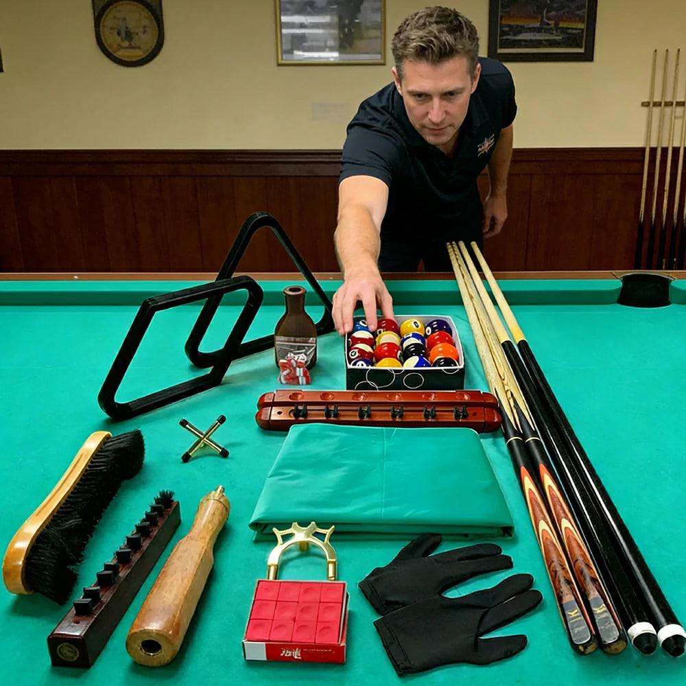 RB Premium Snooker Pool Billiard Accessories Kit - Professional Ash Cues Scoreboard