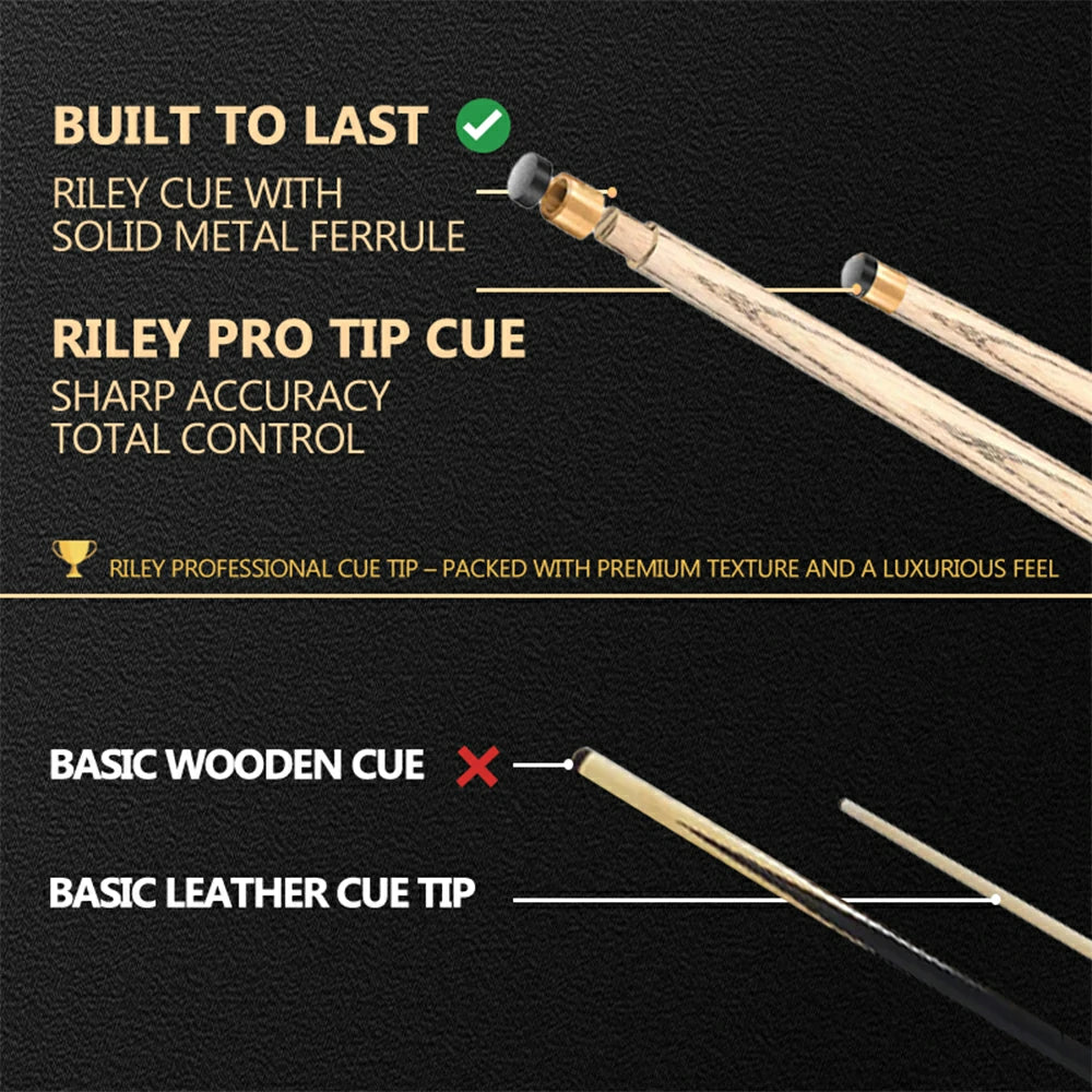 RILEY 2-Piece Professional Cue tip Ash wood for Pool Billiards Snooker - 145cm
