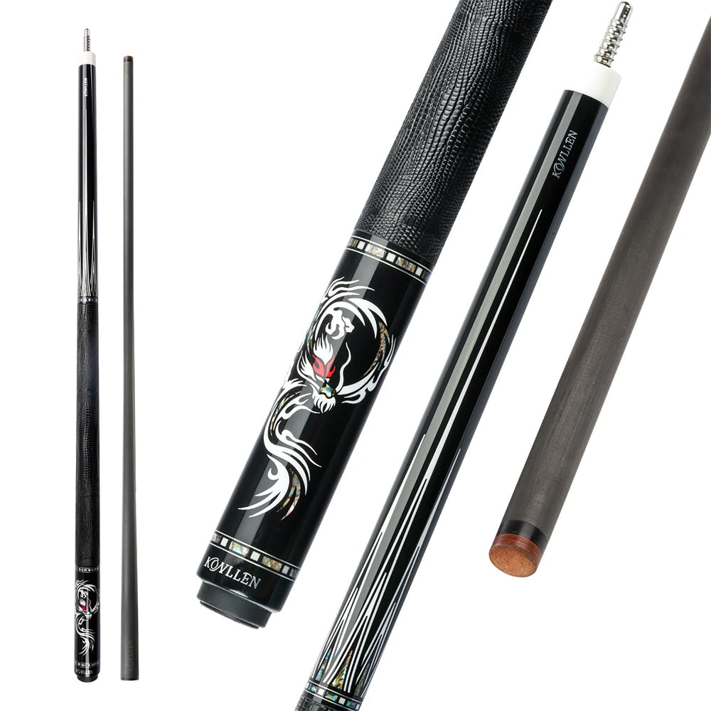 KONLLEN  Premier Professional AING-1F 18.5-20OZ 2-Piece Pool Cue Ebony Wood 147CM Billiard Cue - Black