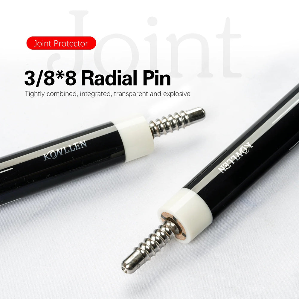 KONLLEN  Premier Professional AING-1F 18.5-20OZ 2-Piece Pool Cue Ebony Wood 147CM Billiard Cue - Black