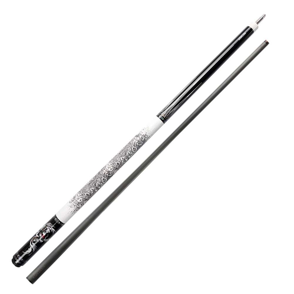 KONLLEN  Premier Professional AING-1WF 18.5-20OZ 2-Piece Pool Cue Ebony Wood 147CM Billiard Cue - White&Black