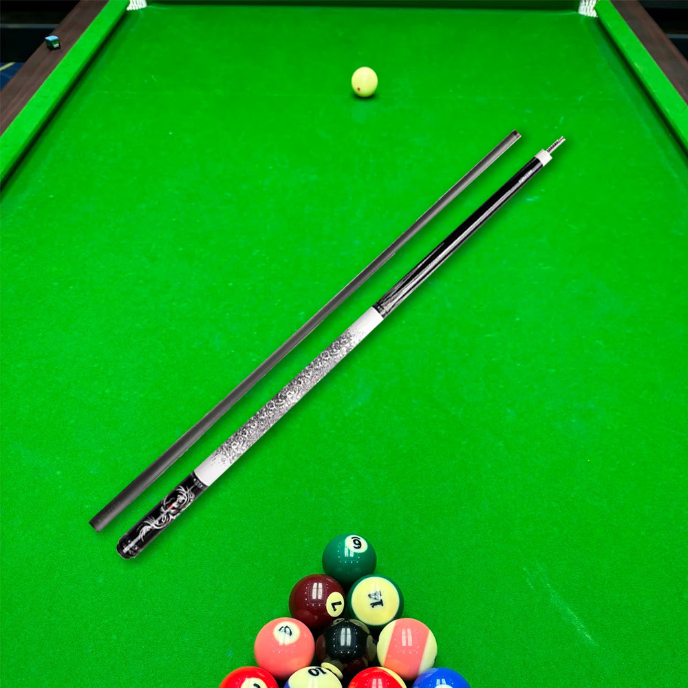 KONLLEN  Premier Professional AING-1WF 18.5-20OZ 2-Piece Pool Cue Ebony Wood 147CM Billiard Cue - White&Black