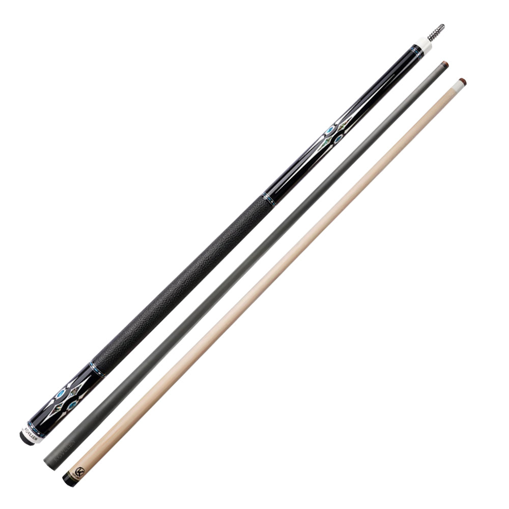 KONLLEN  Premier Professional AK75-002 18.5-20OZ 2-Piece Pool Cue Ebony Wood 147CM Billiard Cue - White&Black