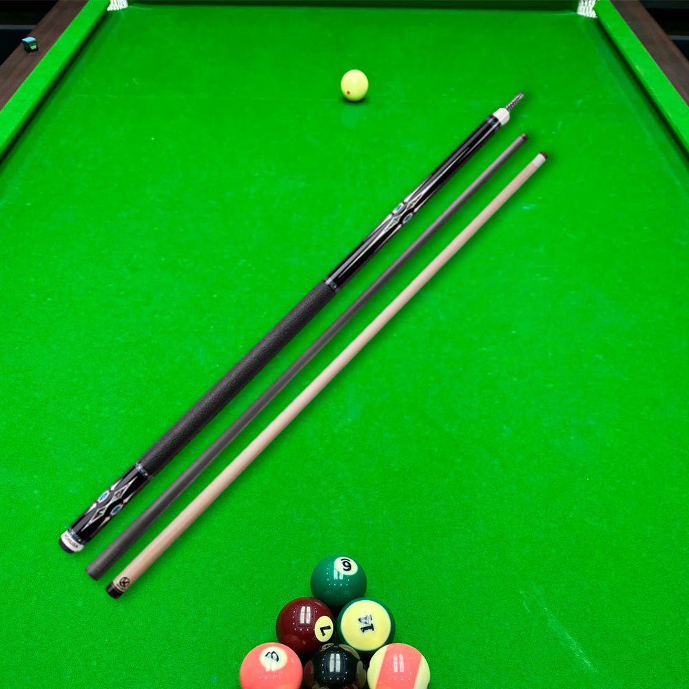 KONLLEN  Premier Professional AK75-002 18.5-20OZ 2-Piece Pool Cue Ebony Wood 147CM Billiard Cue - White&Black