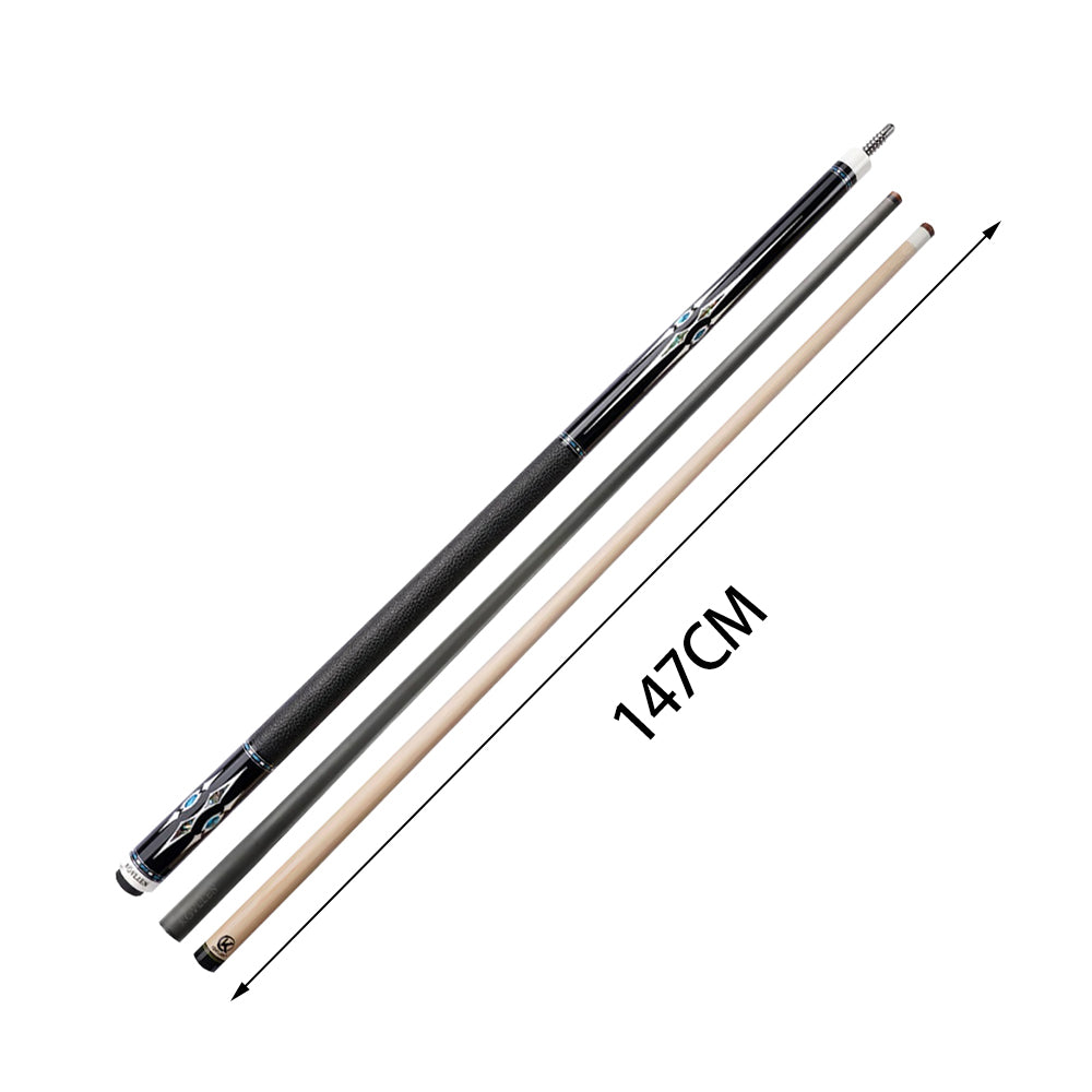 KONLLEN  Premier Professional AK75-002 18.5-20OZ 2-Piece Pool Cue Ebony Wood 147CM Billiard Cue - White&Black