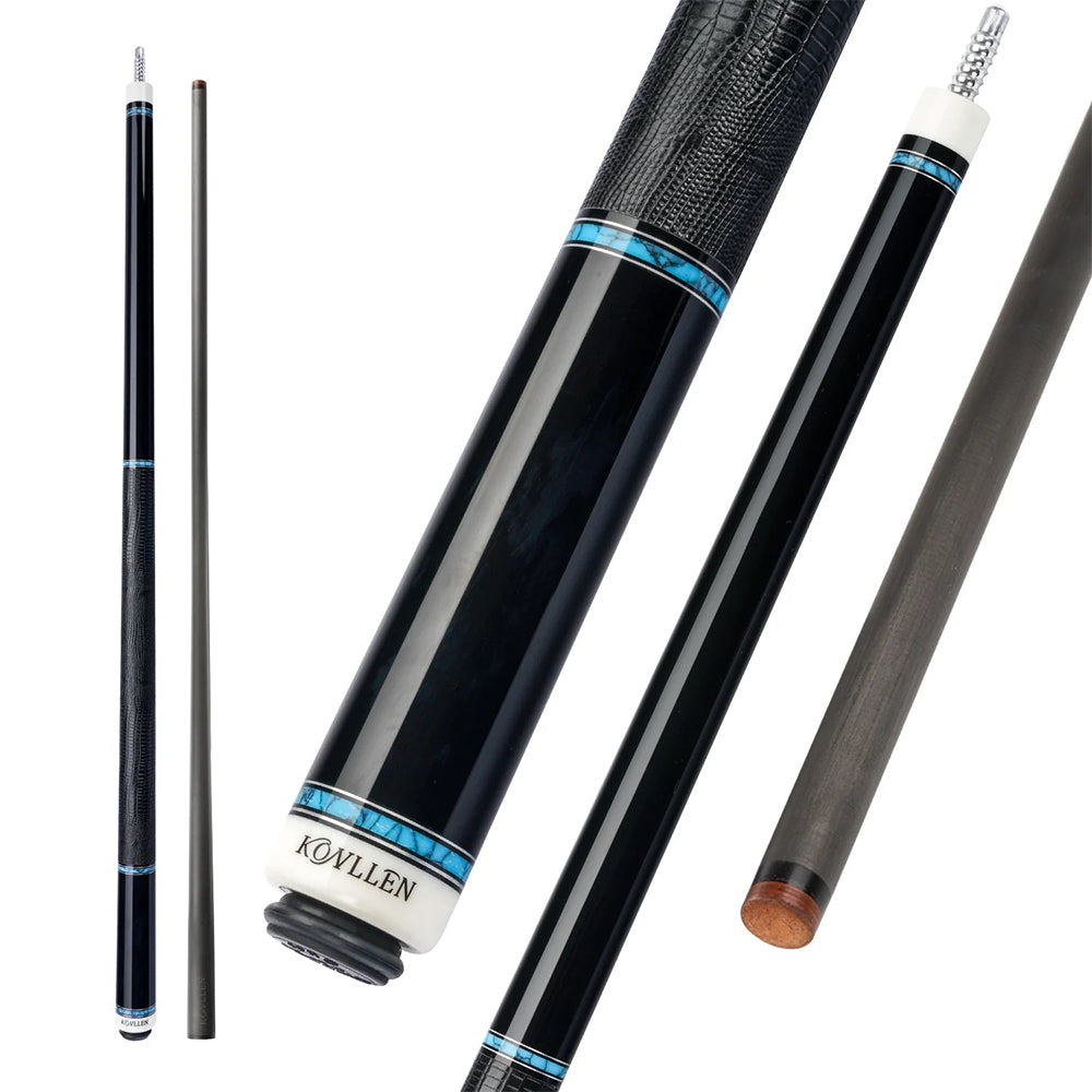 KONLLEN  Premier Professional AK75-12BF 18.5-20OZ 2-Piece Pool Cue Maple Wood 147CM  Billiard Cue - Blue&Black