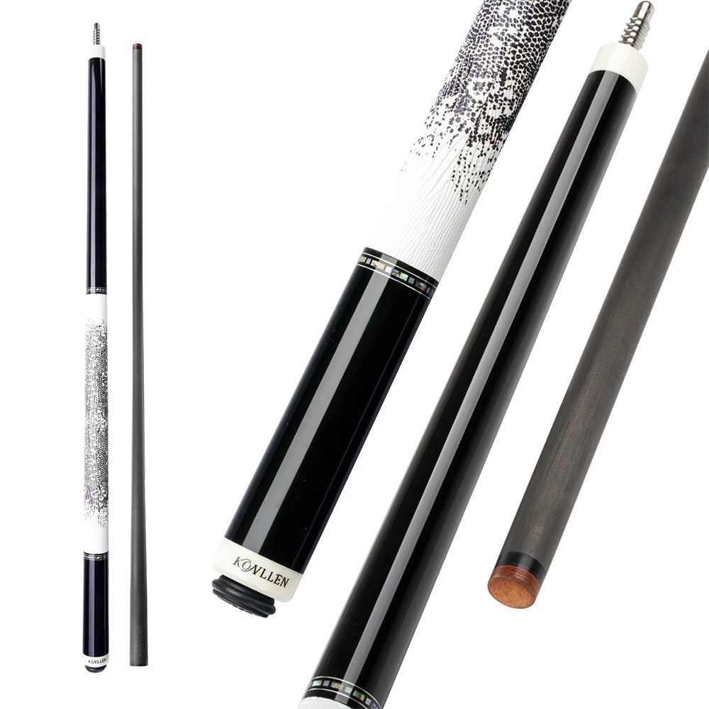 KONLLEN  Premier Professional AK75-12WF 18.5-20OZ 2-Piece Pool Cue Maple Wood 147CM Billiard Cue - White&Blue&Black