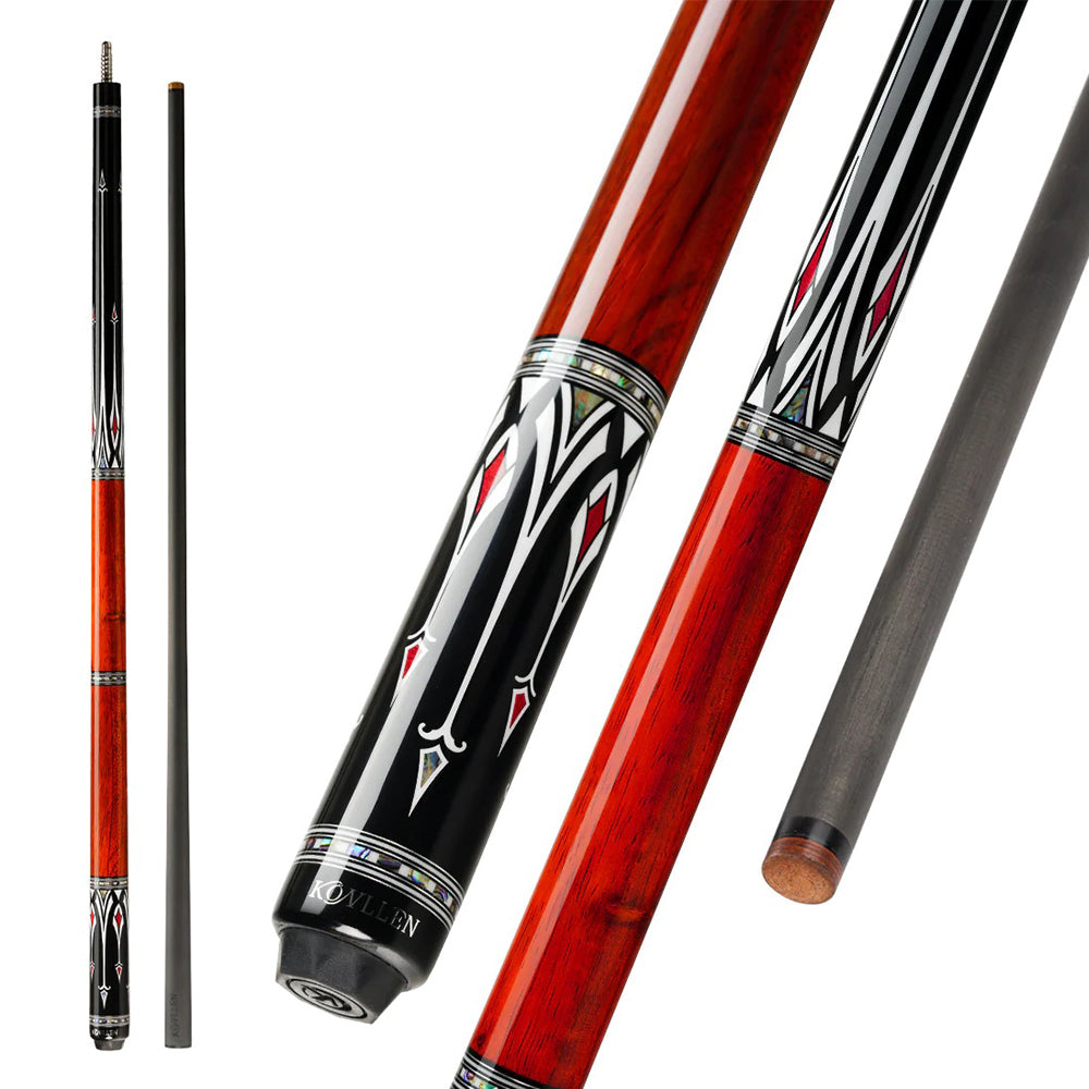 KONLLEN Premier Professional AS-1F 18.5-20OZ 2-Piece Pool Cue Maple Wood 147CM Billiard Cue - Red&Black