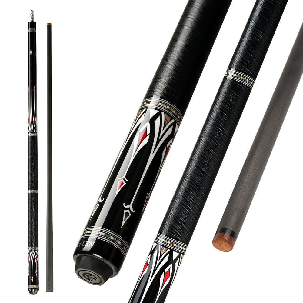 KONLLEN Premier Professional AS-2F 18.5-20OZ 2-Piece Pool Cue Maple Wood 147CM Billiard Cue - Red&Black