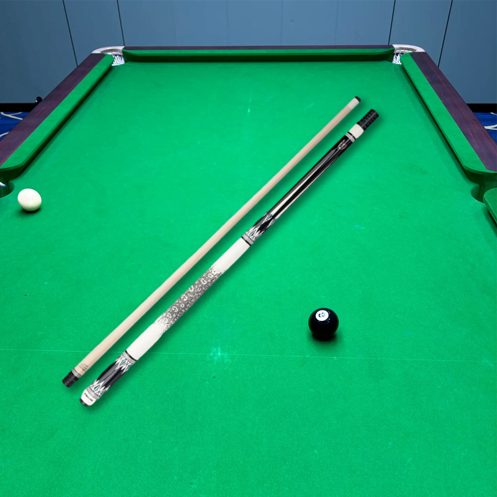 KONLLEN  Premier Professional Dragon-2 18.5-20OZ 2-Piece Pool Cue Maple Wood 147CM Billiard Cue - White&Black