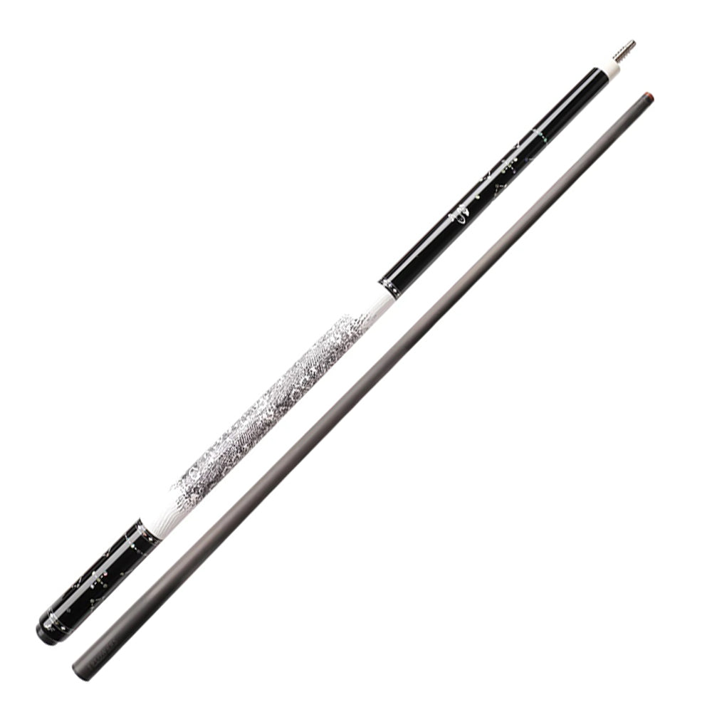 KONLLEN  Premier Professional JF-STAR 18.5-20OZ 2-Piece Pool Cue Ebony Wood 147CM Billiard Cue - White&Black