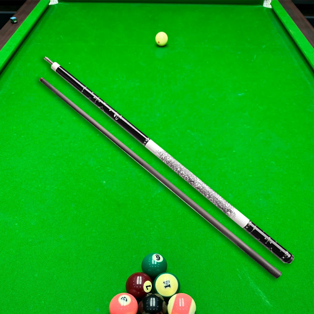 KONLLEN  Premier Professional JF-STAR 18.5-20OZ 2-Piece Pool Cue Ebony Wood 147CM Billiard Cue - White&Black