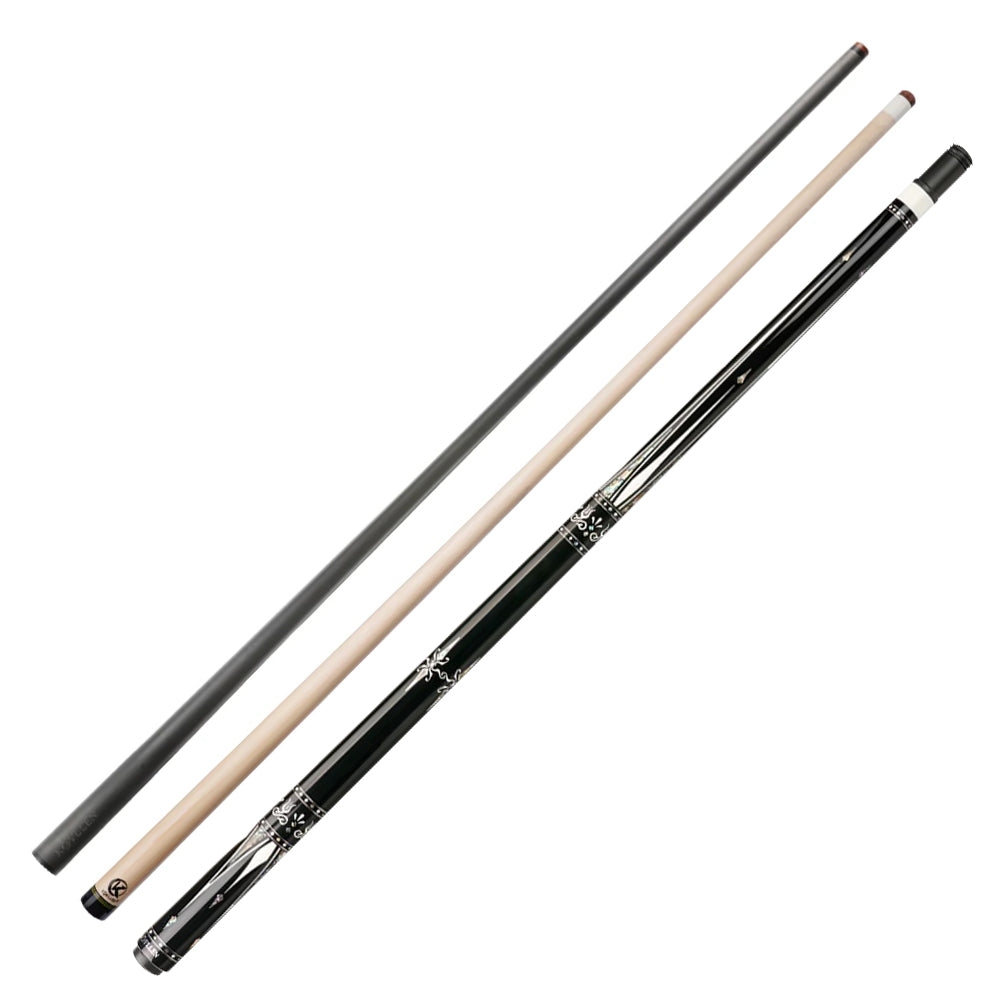 KONLLEN  Premier Professional KL-01BR 18.5-20OZ 2-Piece Pool Cue Ebony Wood 147CM Billiard Cue - Black