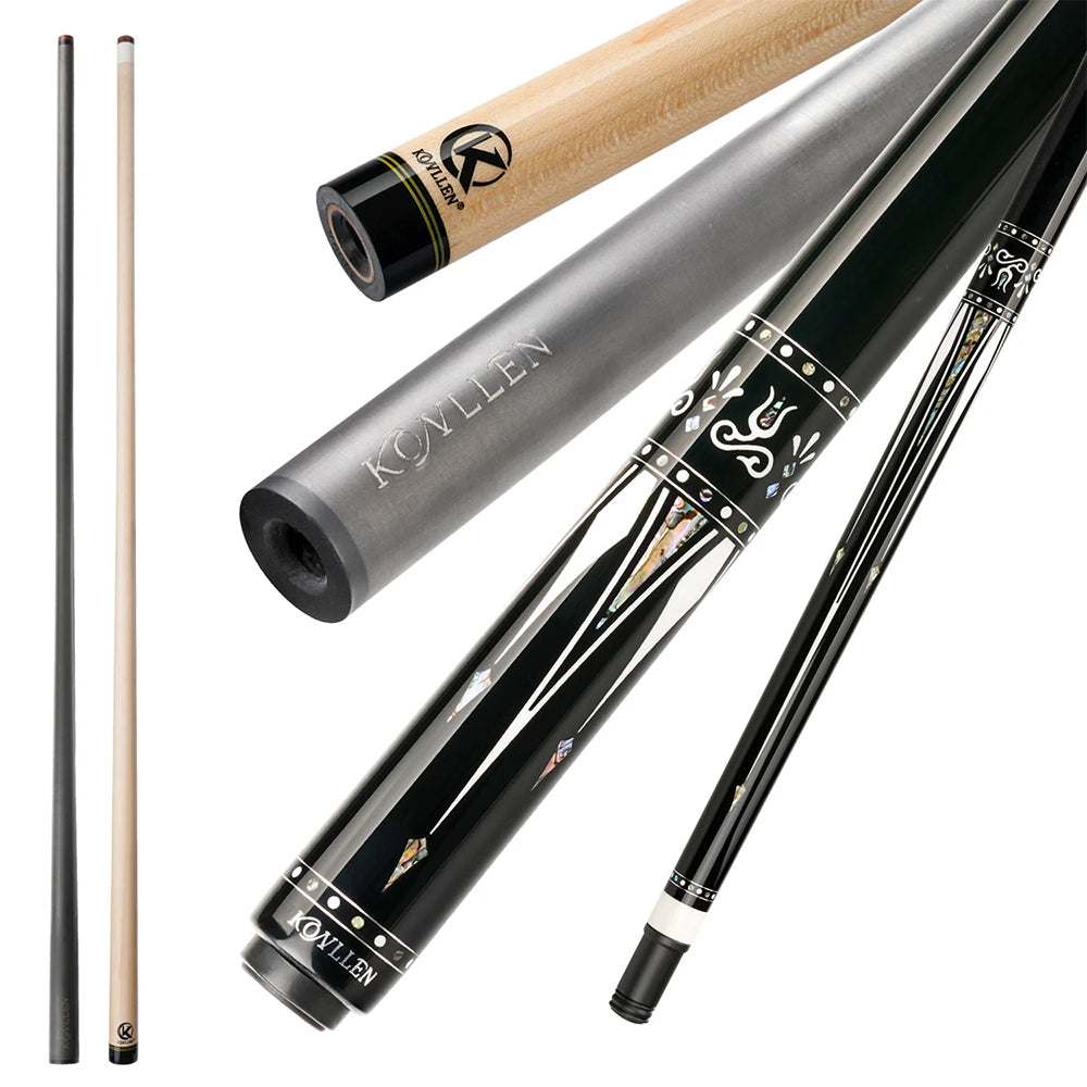 KONLLEN  Premier Professional KL-01BR 18.5-20OZ 2-Piece Pool Cue Ebony Wood 147CM Billiard Cue - Black