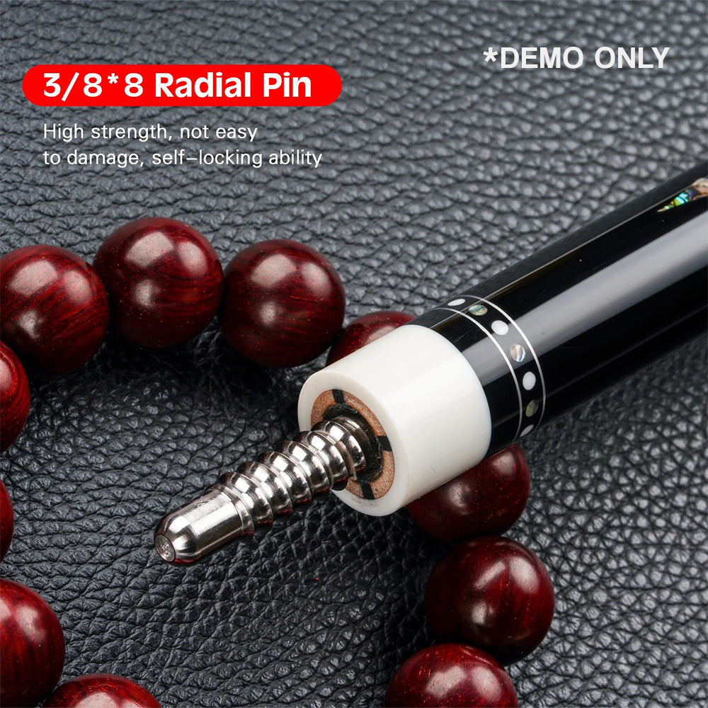 KONLLEN  Premier Professional KL-01FR 18.5-20OZ 2-Piece Pool Cue Ebony Wood 147CM Billiard Cue - Red&Black