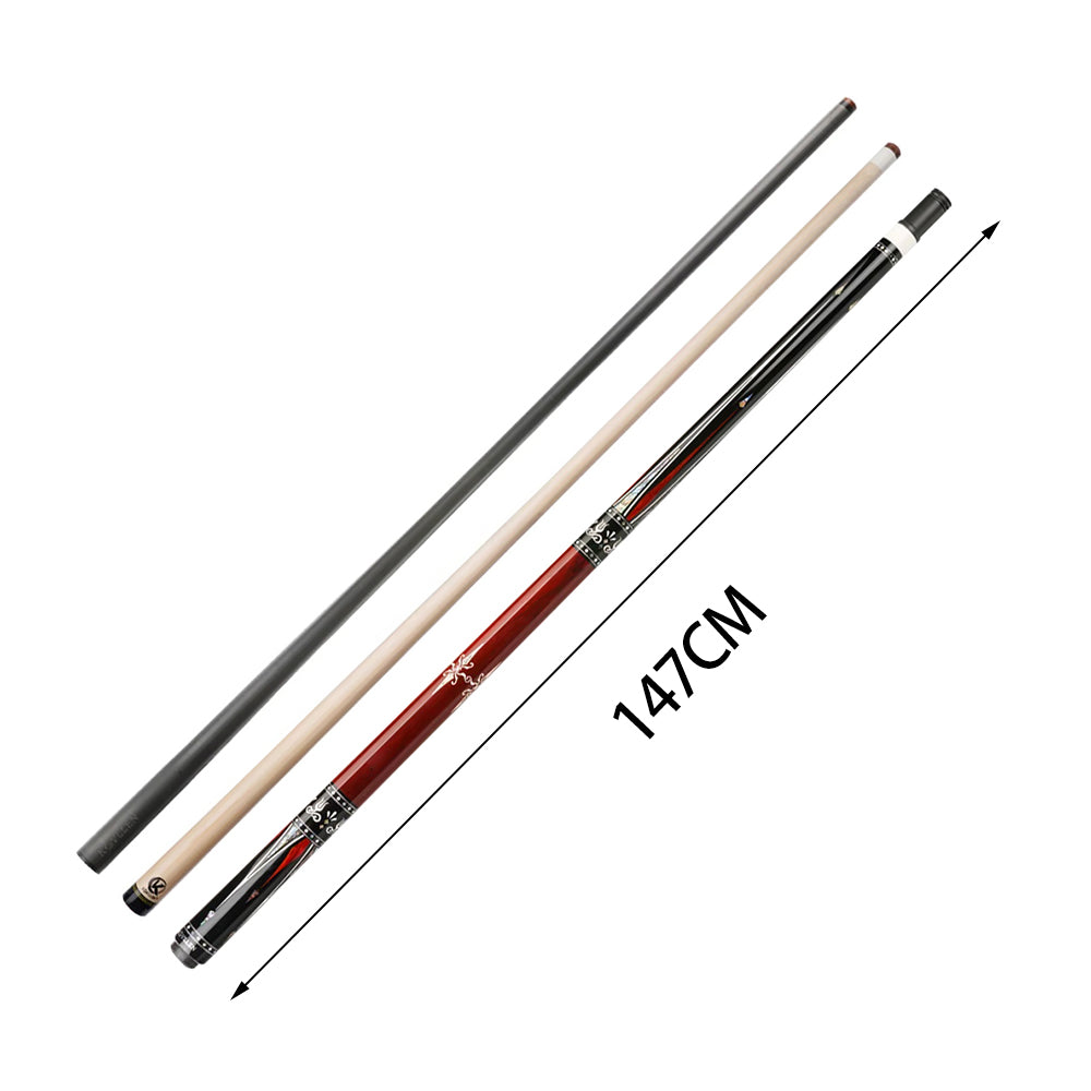 KONLLEN  Premier Professional KL-01FR 18.5-20OZ 2-Piece Pool Cue Ebony Wood 147CM Billiard Cue - Red&Black