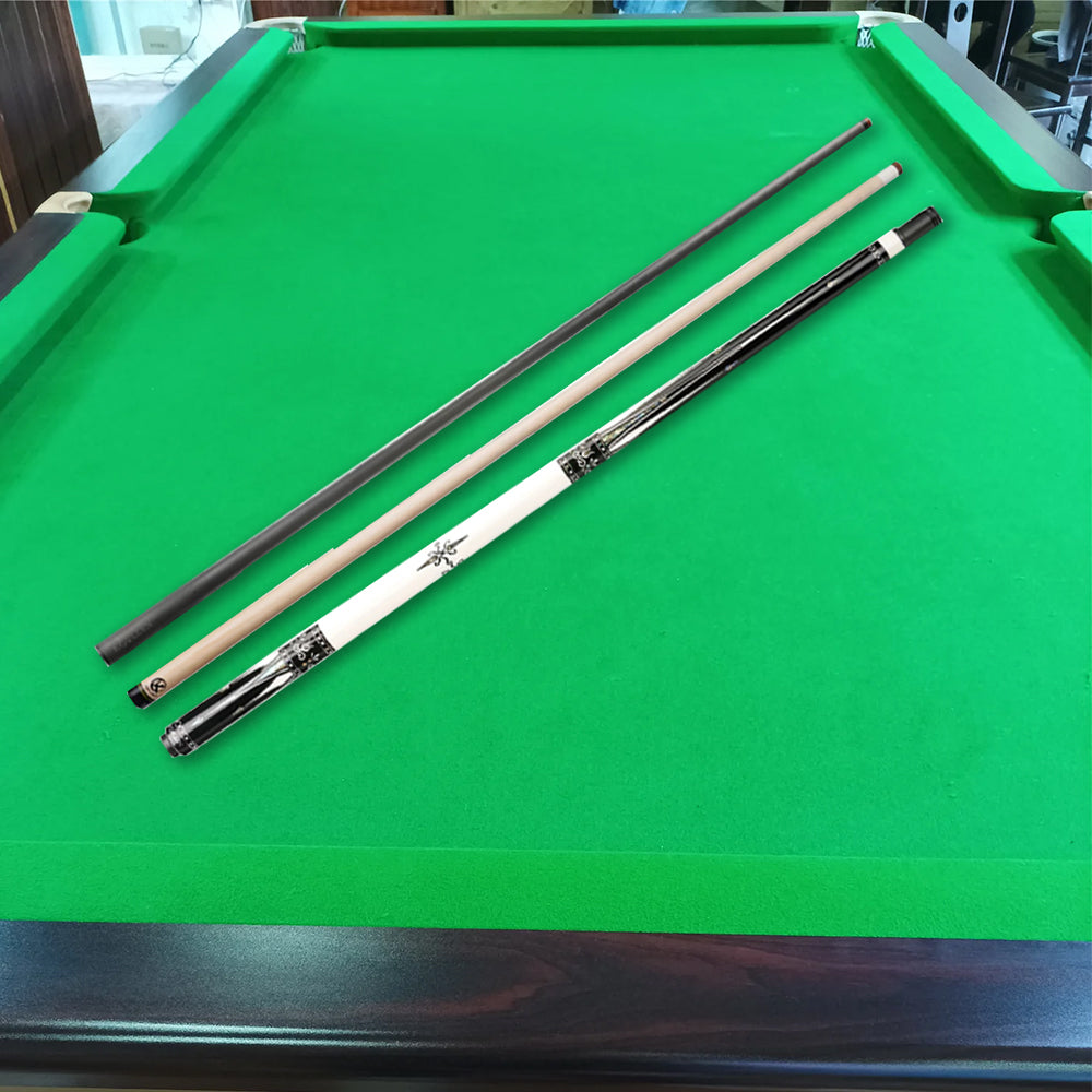 KONLLEN  Premier Professional KL-01WR 18.5-20OZ 2-Piece Pool Cue Ebony Wood 147CM Billiard Cue - White&Black