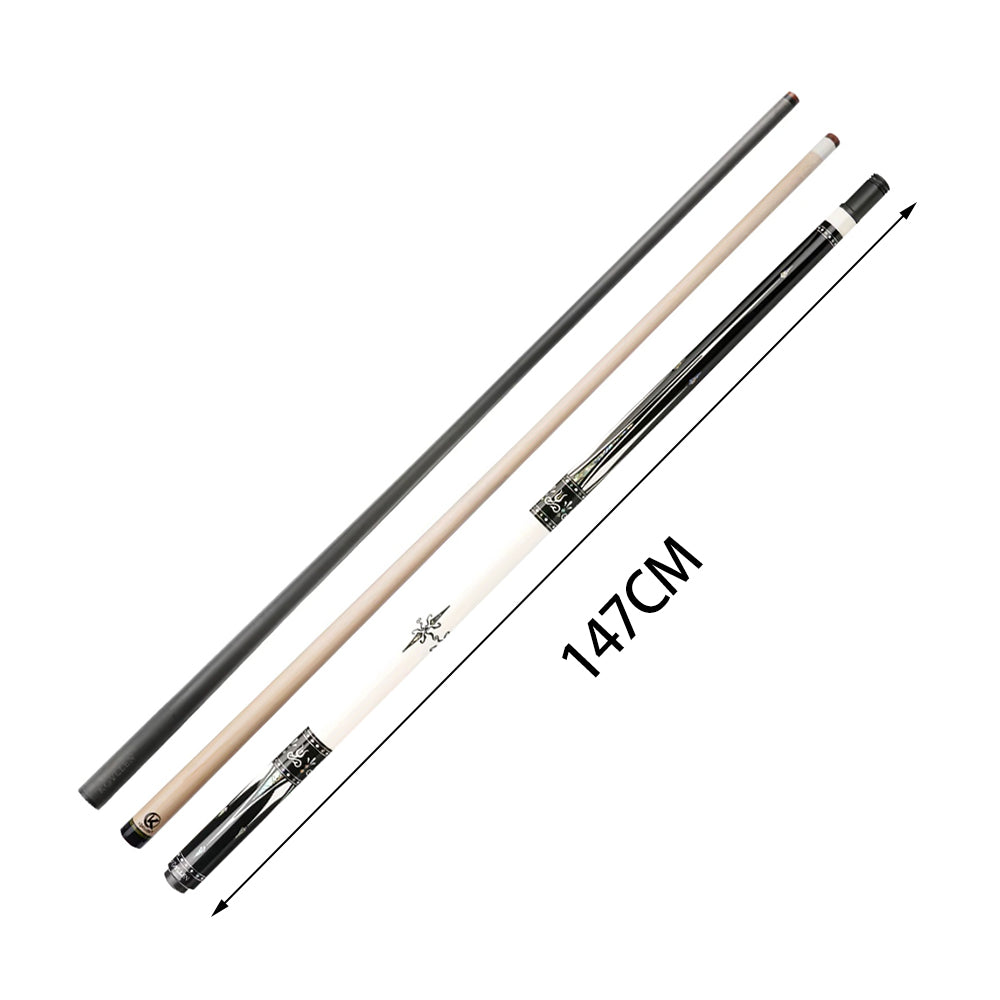 KONLLEN  Premier Professional KL-01WR 18.5-20OZ 2-Piece Pool Cue Ebony Wood 147CM Billiard Cue - White&Black