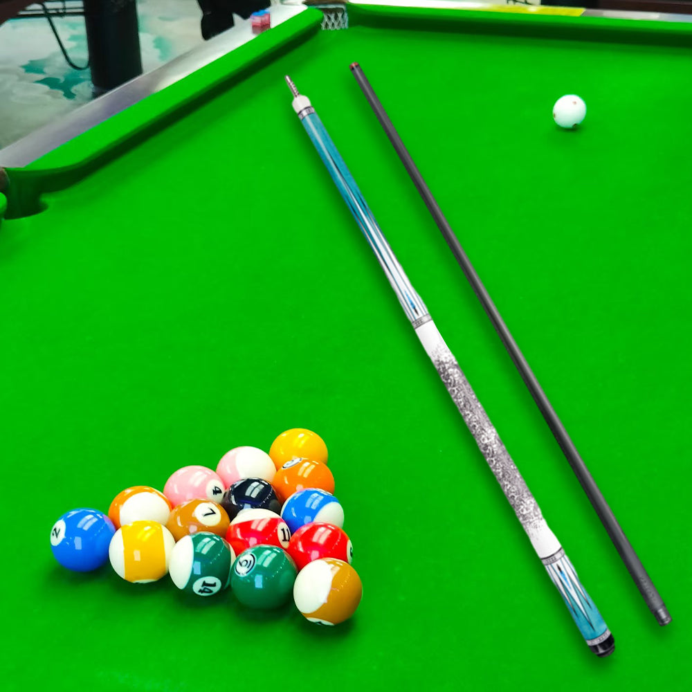 KONLLEN  Premier Professional KL-05 18.5-20OZ 2-Piece Pool Cue Maple Wood 147CM Billiard Cue - Blue&White