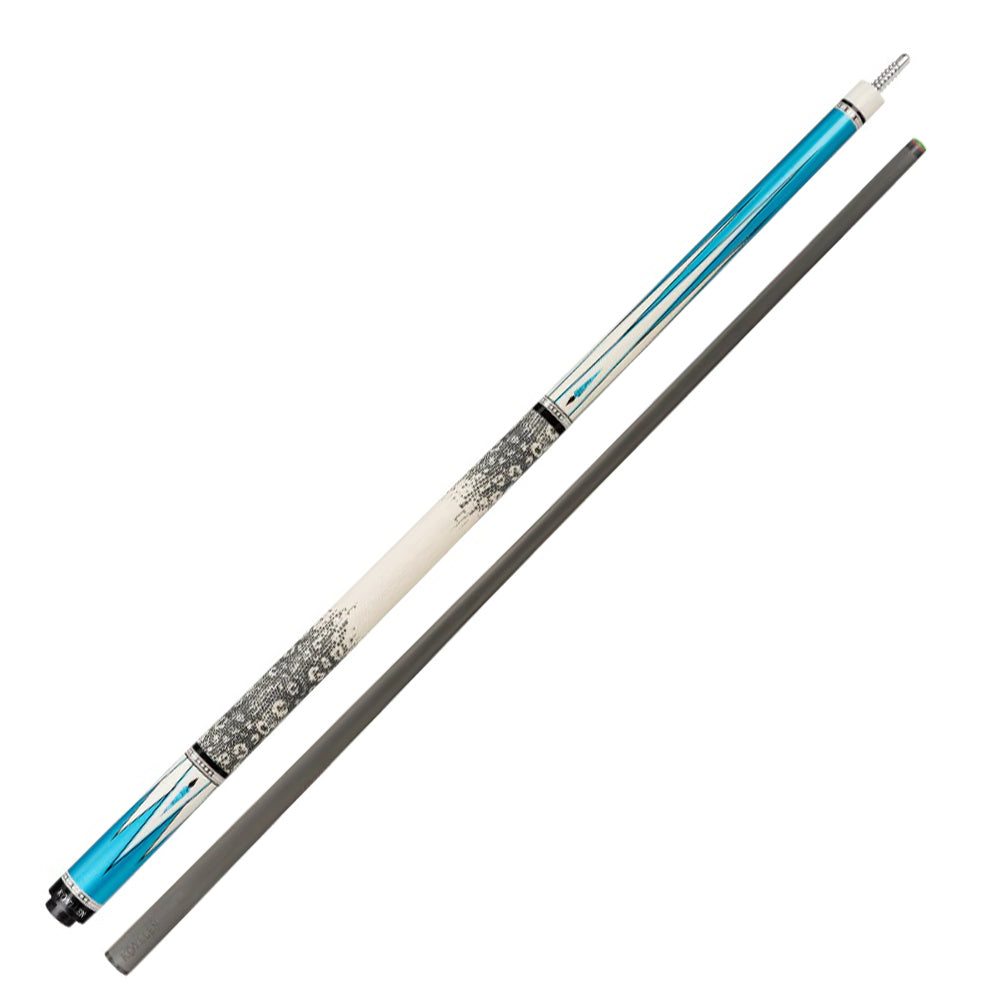 KONLLEN  Premier Professional KL-05 Lowversion 147CM 2-Piece Pool Cue Maple Wood 18.5-20OZ Billiard Cue - Blue&White