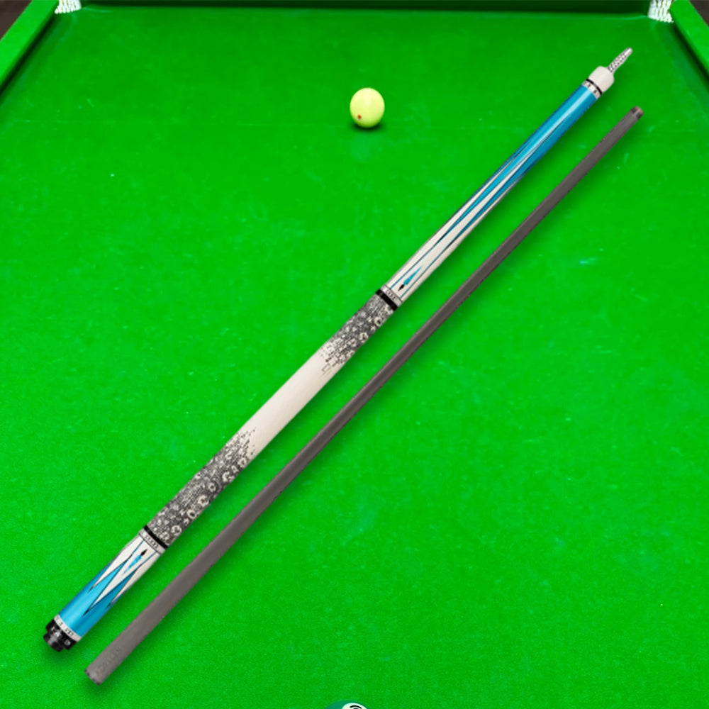 KONLLEN  Premier Professional KL-05 Lowversion 147CM 2-Piece Pool Cue Maple Wood 18.5-20OZ Billiard Cue - Blue&White