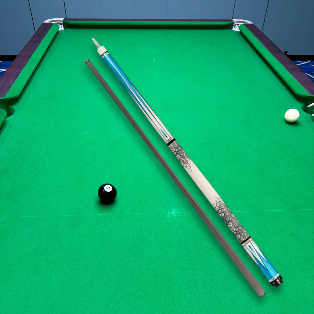KONLLEN  Premier Professional KL-05 Lowversion 147CM 2-Piece Pool Cue Maple Wood 18.5-20OZ Billiard Cue - Blue&White