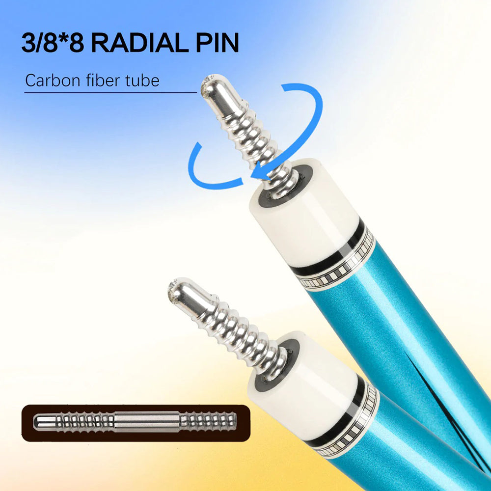 KONLLEN  Premier Professional KL-05 Lowversion 147CM 2-Piece Pool Cue Maple Wood 18.5-20OZ Billiard Cue - Blue&White