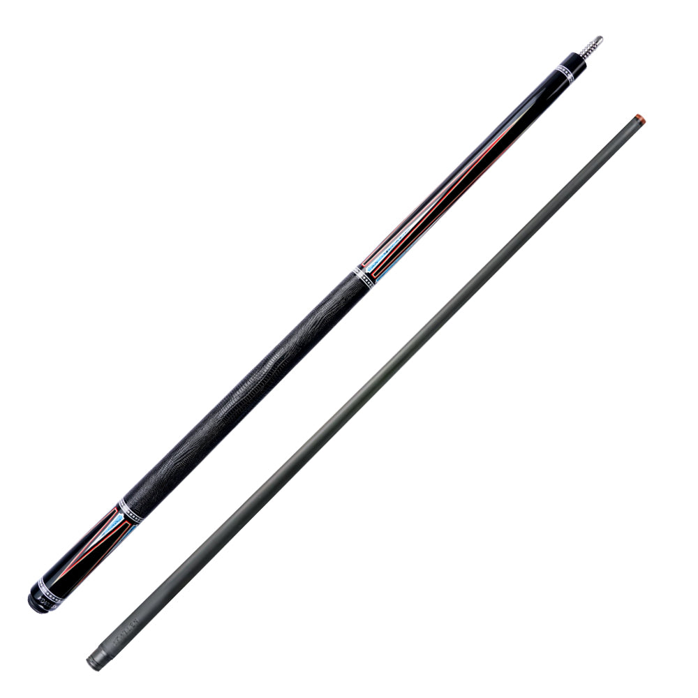 KONLLEN  Premier Professional KL-08 18.5-20OZ 2-Piece Pool Cue Maple Wood 147CM Billiard Cue - Red&Blue&Black
