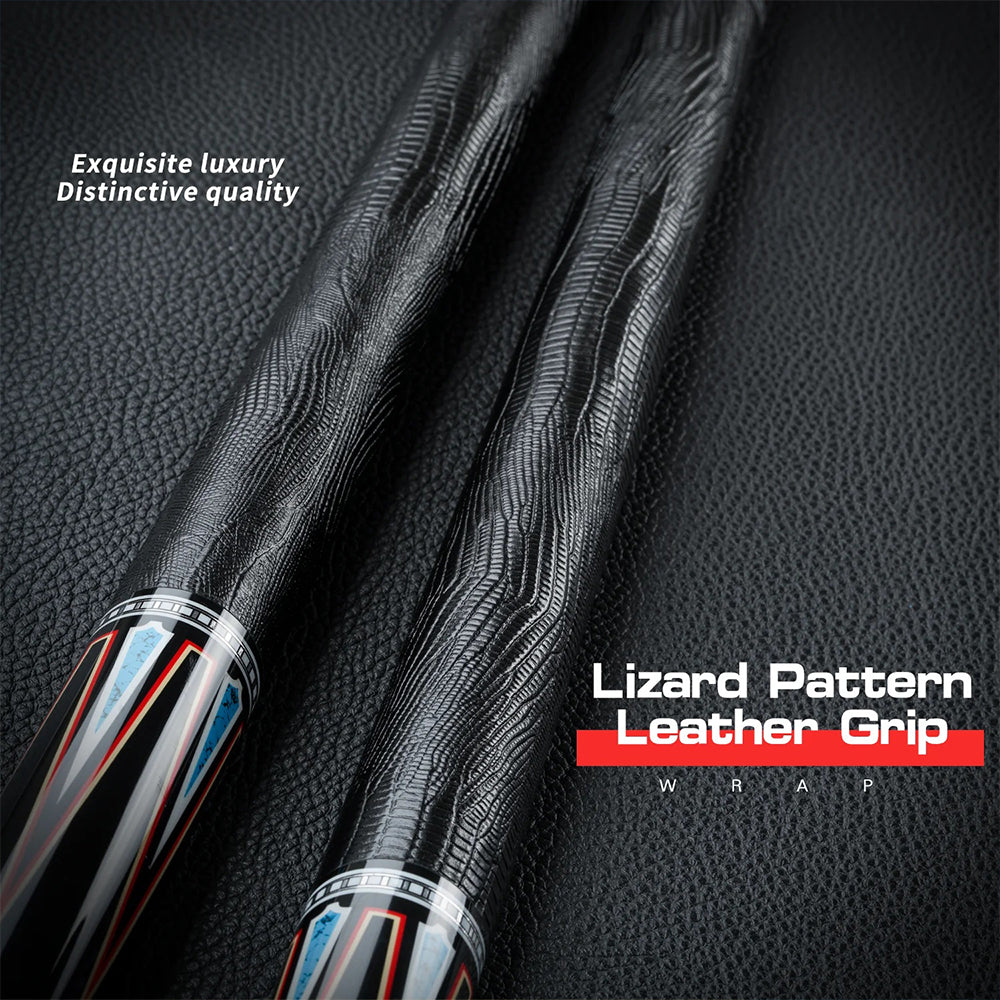 KONLLEN  Premier Professional KL-08 18.5-20OZ 2-Piece Pool Cue Maple Wood 147CM Billiard Cue - Red&Blue&Black