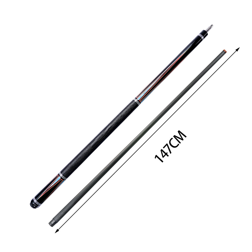 KONLLEN  Premier Professional KL-08 18.5-20OZ 2-Piece Pool Cue Maple Wood 147CM Billiard Cue - Red&Blue&Black