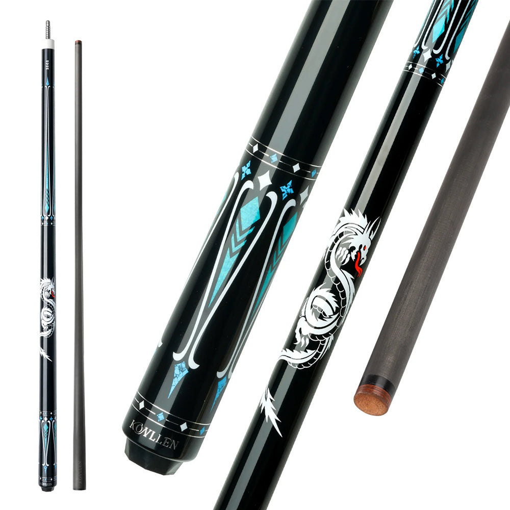 KONLLEN  Premier Professional KL-10BF 18.5-20OZ 2-Piece Pool Cue Maple Wood 147CM Billiard Cue - Light Blue&Black