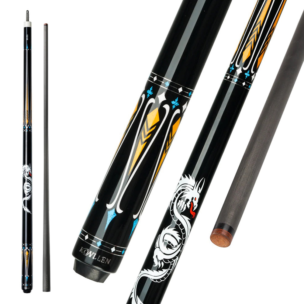 KONLLEN  Premier Professional KL-10YF 18.5-20OZ 2-Piece Pool Cue Maple Wood 147CM Billiard Cue - Yellow&Black