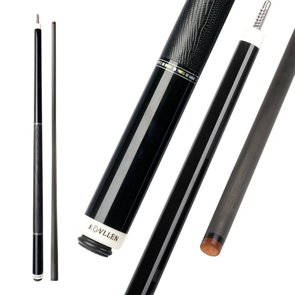 KONLLEN  Premier Professional KL-12BF 18.5-20OZ 2-Piece Pool Cue Maple Wood 147CM Billiard Cue - Black