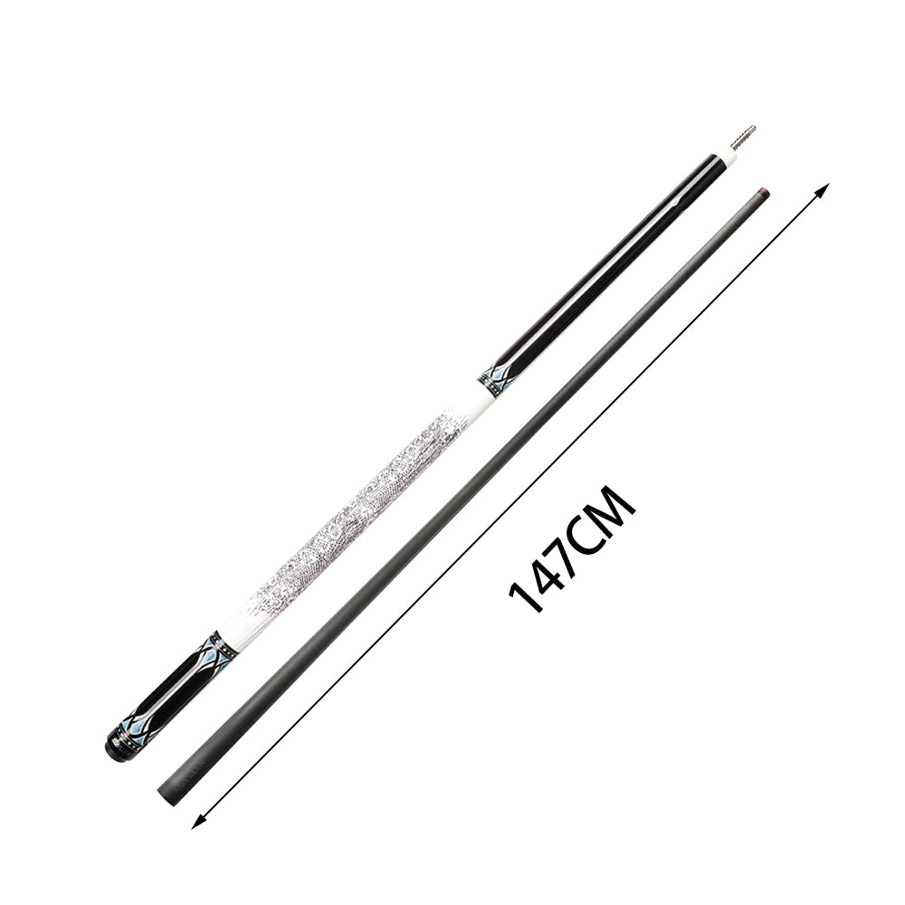 KONLLEN  Premier Professional KL20-18F 18.5-20OZ 2-Piece Pool Cue Ebony Wood 147CM Billiard Cue - White&Blue&Black