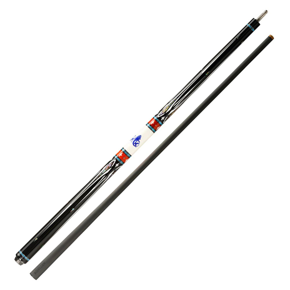 KONLLEN  Premier Professional KL-A1 18.5-20OZ 2-Piece Pool Cue Maple Wood 147CM Billiard Cue - Blue&White&Red