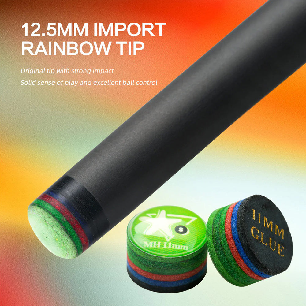 KONLLEN  Premier Professional LW-1 Lowversion 18.5-20OZ 2-Piece Pool Cue Maple Wood 147CM Billiard Cue - Orange&Black