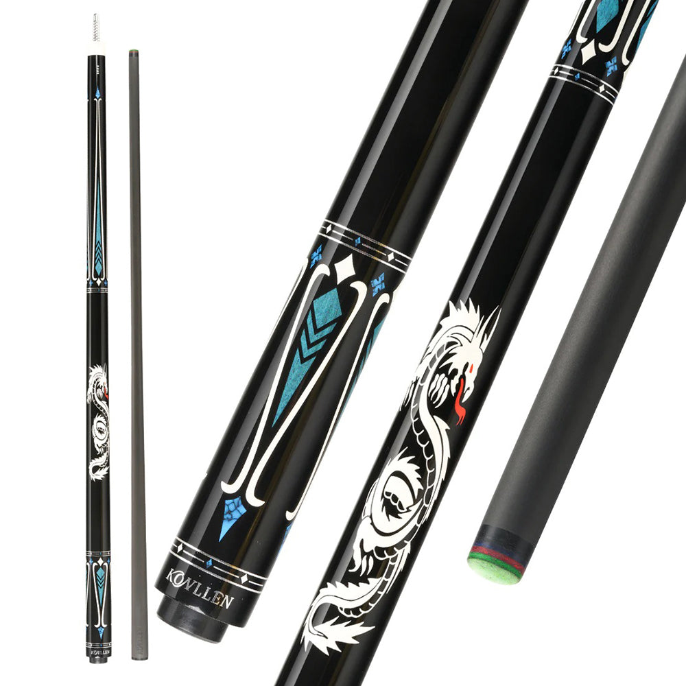 KONLLEN  Premier Professional LW-2 Lowversion 18.5-20OZ 2-Piece Pool Cue Maple Wood 147CM Billiard Cue - Dark Blue&Black
