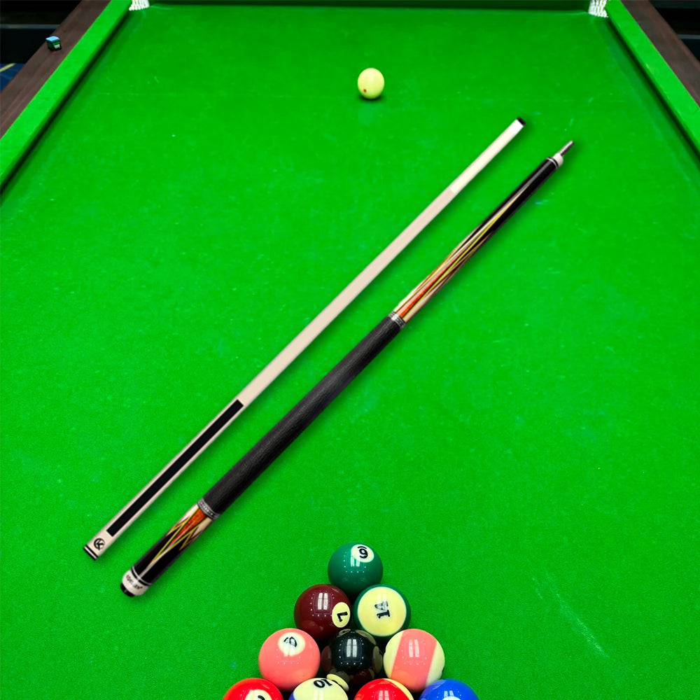 KONLLEN  Premier Professional NTZ-C2 18.5-20OZ 2-Piece Pool Cue Maple Wood 147CM Billiard Cue - Yellow&Red&Black