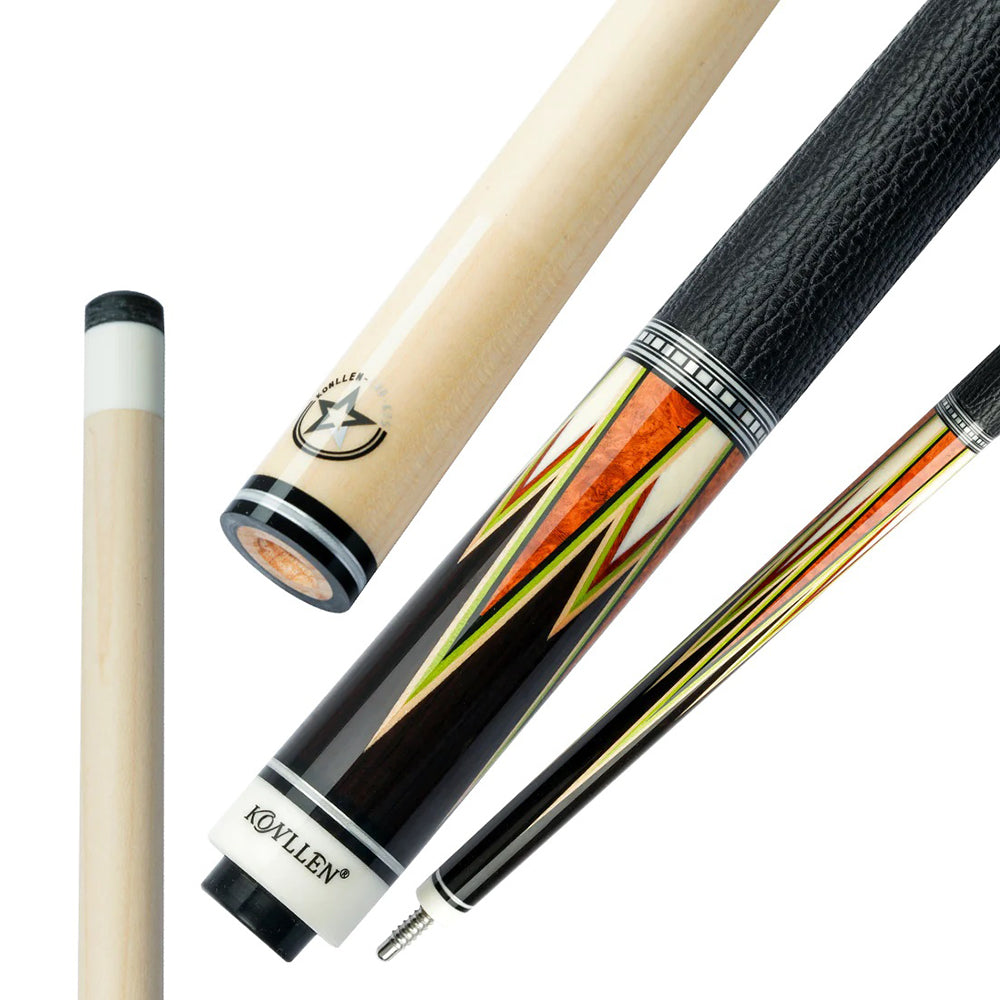 KONLLEN  Premier Professional NTZ-C2 18.5-20OZ 2-Piece Pool Cue Maple Wood 147CM Billiard Cue - Yellow&Red&Black