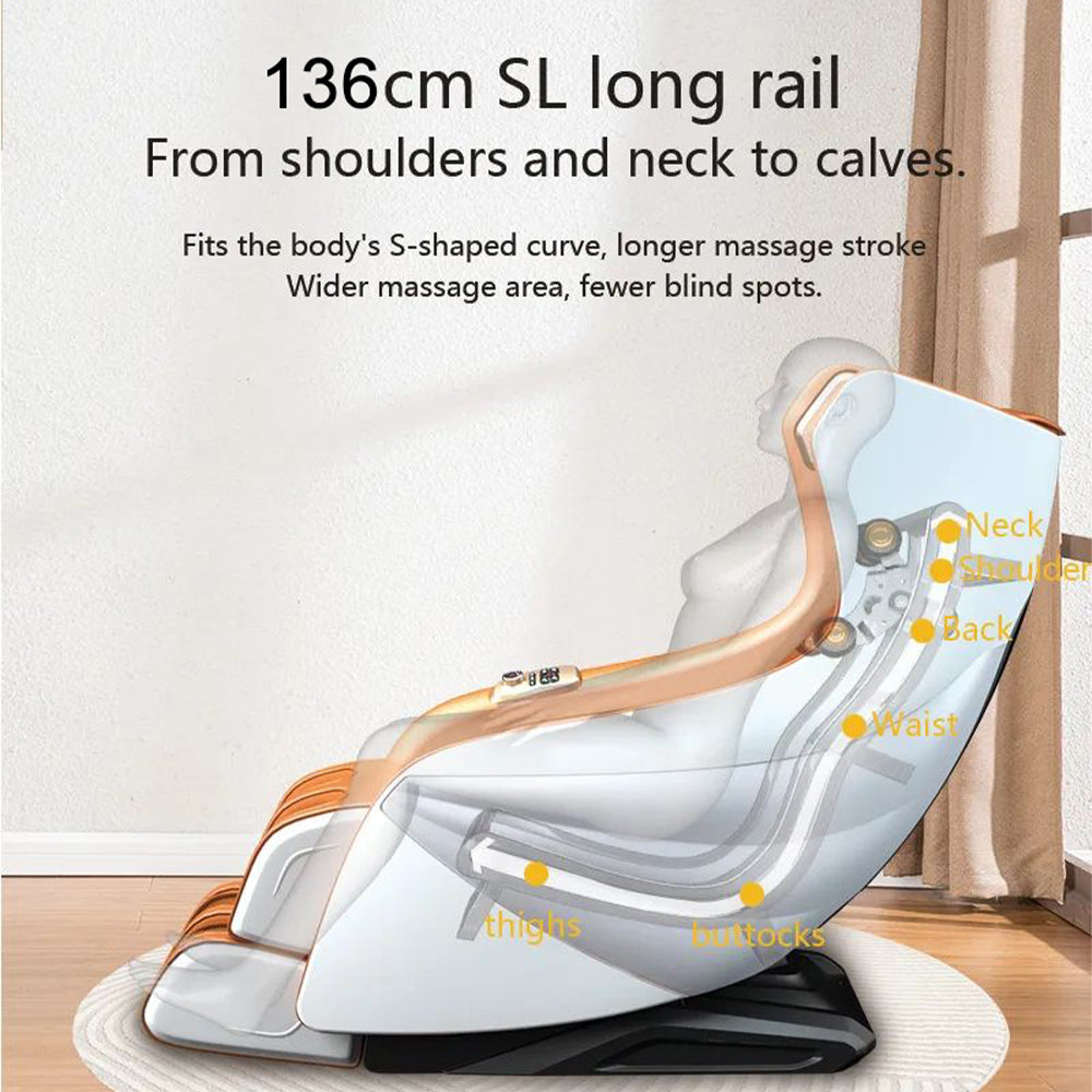 RELAXA X10 WarmBack Function Shell Handrail Design Massage Chair-WhiteOrange/BlueGrey
