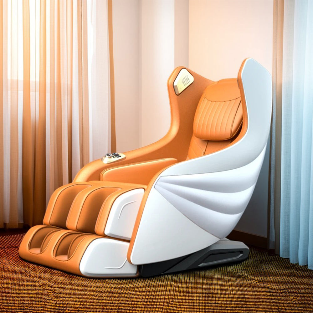 RELAXA X10 WarmBack Function Shell Handrail Design Massage Chair-WhiteOrange/BlueGrey