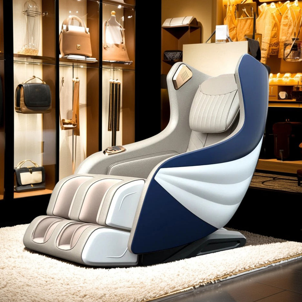 RELAXA X10 WarmBack Function Shell Handrail Design Massage Chair-WhiteOrange/BlueGrey